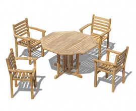 Berwick 1.2m Octagonal Gate Leg Table and 4 Sussex Stacking Armchair Set