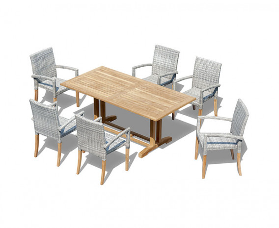 Cornwall 6 Seater Rectangular 1.8m Table with St. Moritz Armchairs