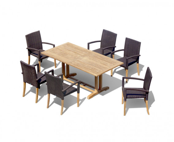 Cornwall 6 Seater Rectangular 1.8m Table with St. Moritz Armchairs