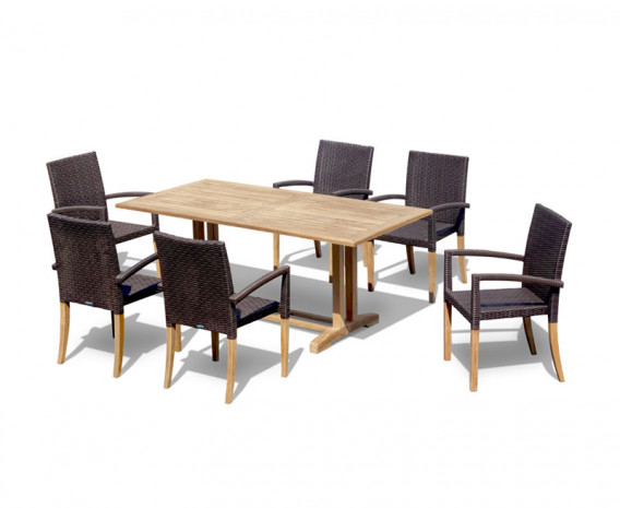 Cornwall 6 Seater Rectangular 1.8m Table with St. Moritz Armchairs