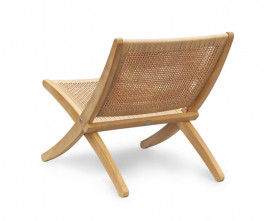 Foldable Teak and Rattan Lounge Chair