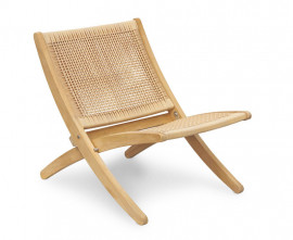 Foldable Teak and Rattan Lounge Chair