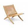 Foldable Teak and Rattan Lounge Chair