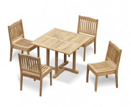 4 seater teak outdoor dining set with stacking chairs