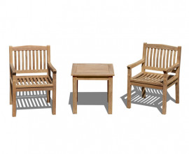 2 seater teak tea table and chairs garden set