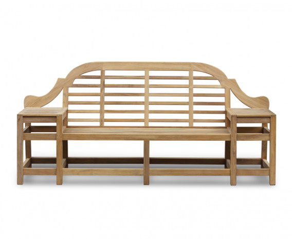 Large Teak Chinoiserie Bench with Armrests