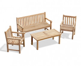 5 seater garden outdoor teak bench dining set