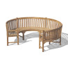 Marlow teak three-quarter circular outdoor bench with armrests