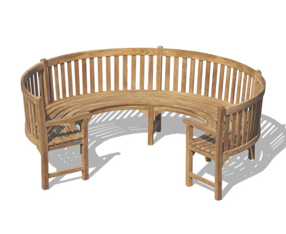 Marlow Teak 3/4 Curved Garden Bench with Arms