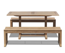 6 seater outdoor backless teak bench and table garden dining set