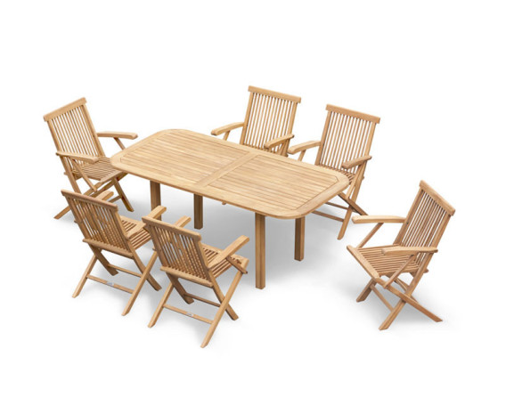 6 Seater outdoor garden folding chair and teak table dining set