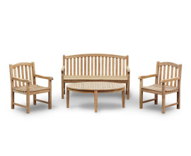 5 seater outdoor garden teak armchair and bench dining set