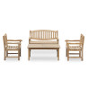 4 seater teak outdoor garden bench and armchair dining set