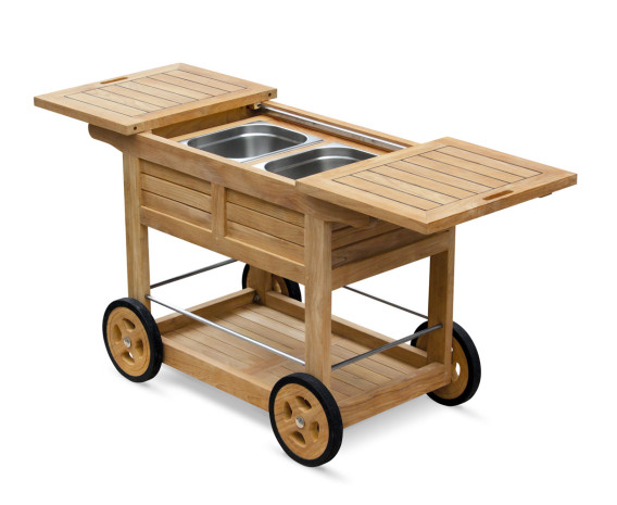 teak ice bucket bar trolley cart