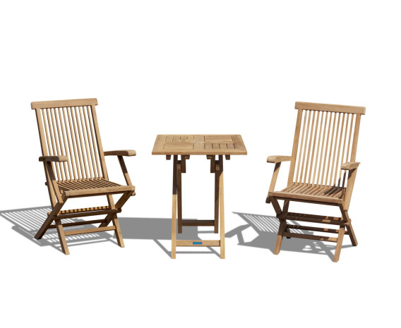 Lymington 60cm Teak Table and Newhaven Armchairs Set