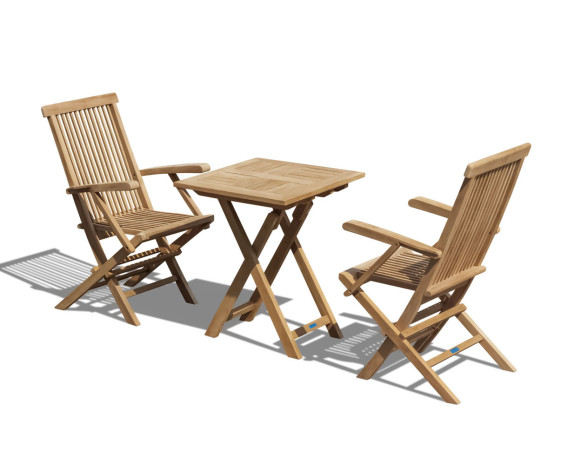 Lymington 60cm Teak Table and Newhaven Armchairs Set