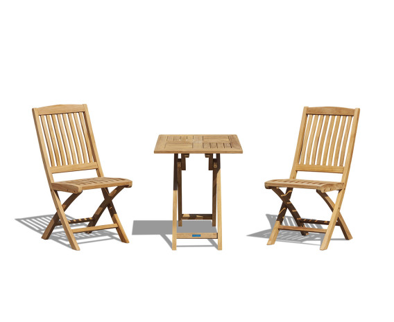 Teak Folding 0.6m Lymington Table and Chair Set