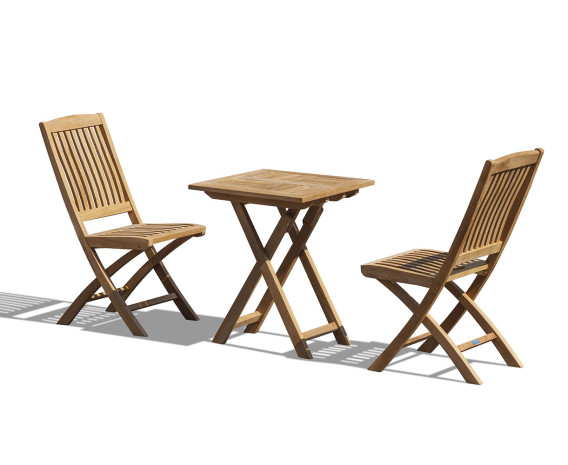 Teak Folding 0.6m Lymington Table and Chair Set