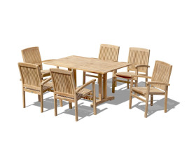 Cornwall 1.5m Table and 6 Cannes Stacking Chairs Set