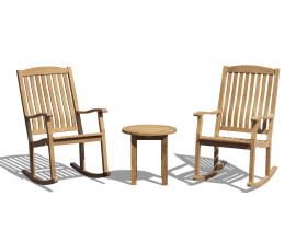 Teak Rocking Chairs with Side Table Set